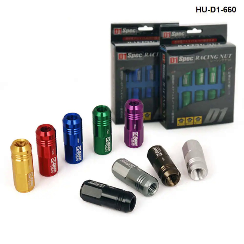 D1spec Jdm น้ําหนักเบาล้ออลูมิเนียม Racing Lug Nuts M12X1.25 / M12X1.5,L : 52 มม.20 ชิ้น/เซ็ตสําหรับ
