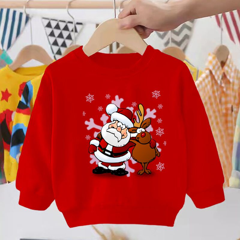 [ลดกระหน่ํา] เสื้อกันหนาวแขนยาว ลายคริสต์มาส ซานต้า กวาง สีแดง เหมาะกับของขวัญวันเกิด สําหรับเด็กผู้หญิง และเด็กผู้ชาย 2024