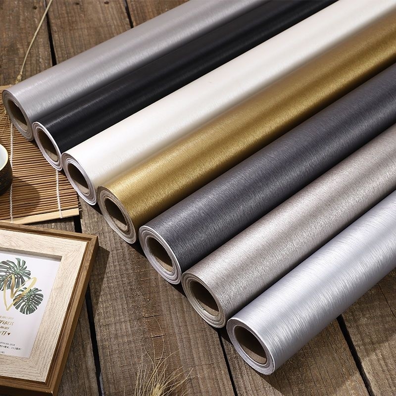 สติกเกอร์โลหะ กันน้ํา กันน้ํามัน สีเงิน สีทอง แบบหนา สําหรับตกแต่งตู้เสื้อผ้า ตู้เย็น