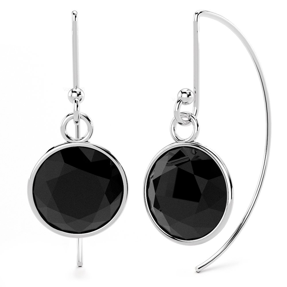 925 SIGNATURE Bezel Cz Drop ต่างหู 9 มม.-เงิน/ดํา