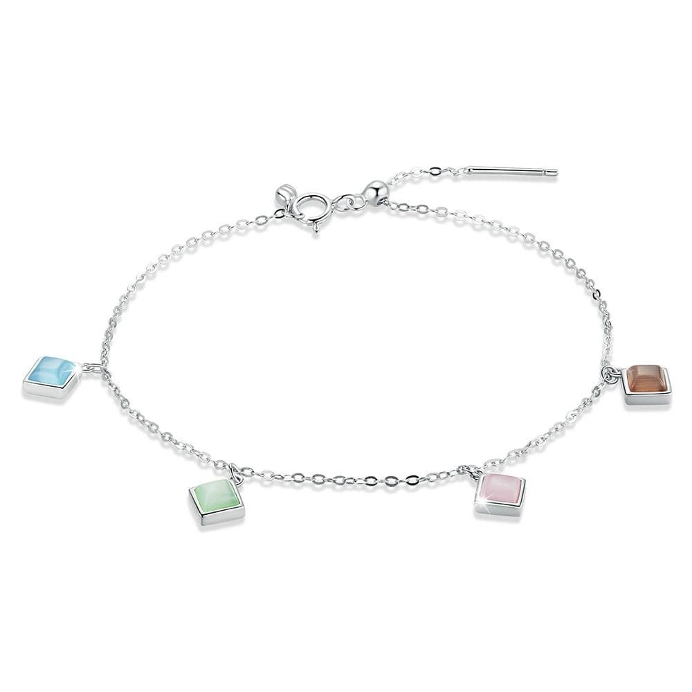 925 SIGNATURE SILVER Solid 925 Sterling Silver Whimsical Multicolor Charm Bracelet