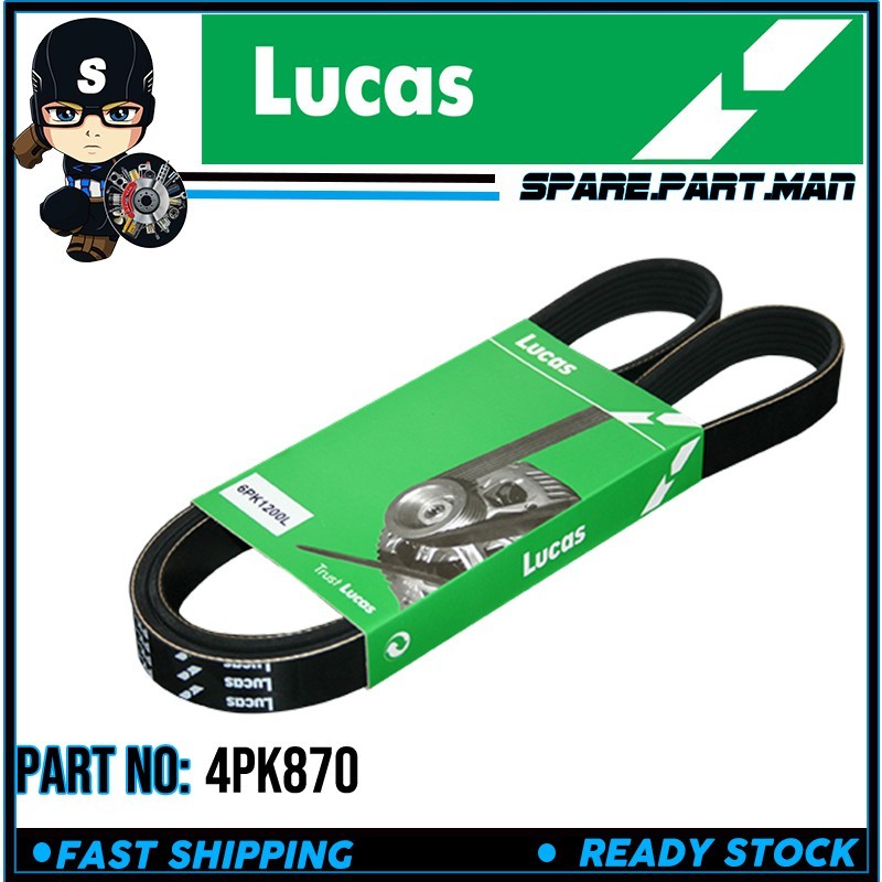 LUCAS เข็มขัดพัดลม 4PK870 สําหรับ PROTON WIRA 1.5 SPM