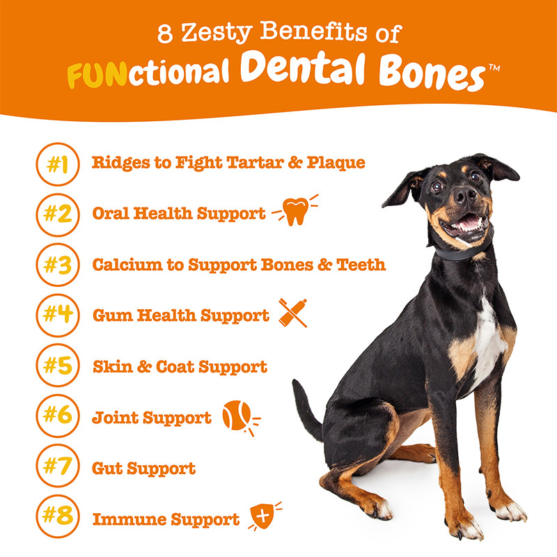 Zesty Paws All-in-One Functional Dental Bone Large - 8 bones (10.1oz) (EXP:07 2026) อาหารเสริมบำรุงฟันให้แข็งแรม รูปทรงกระดูก ขนาดใหญ่ 8 อัน