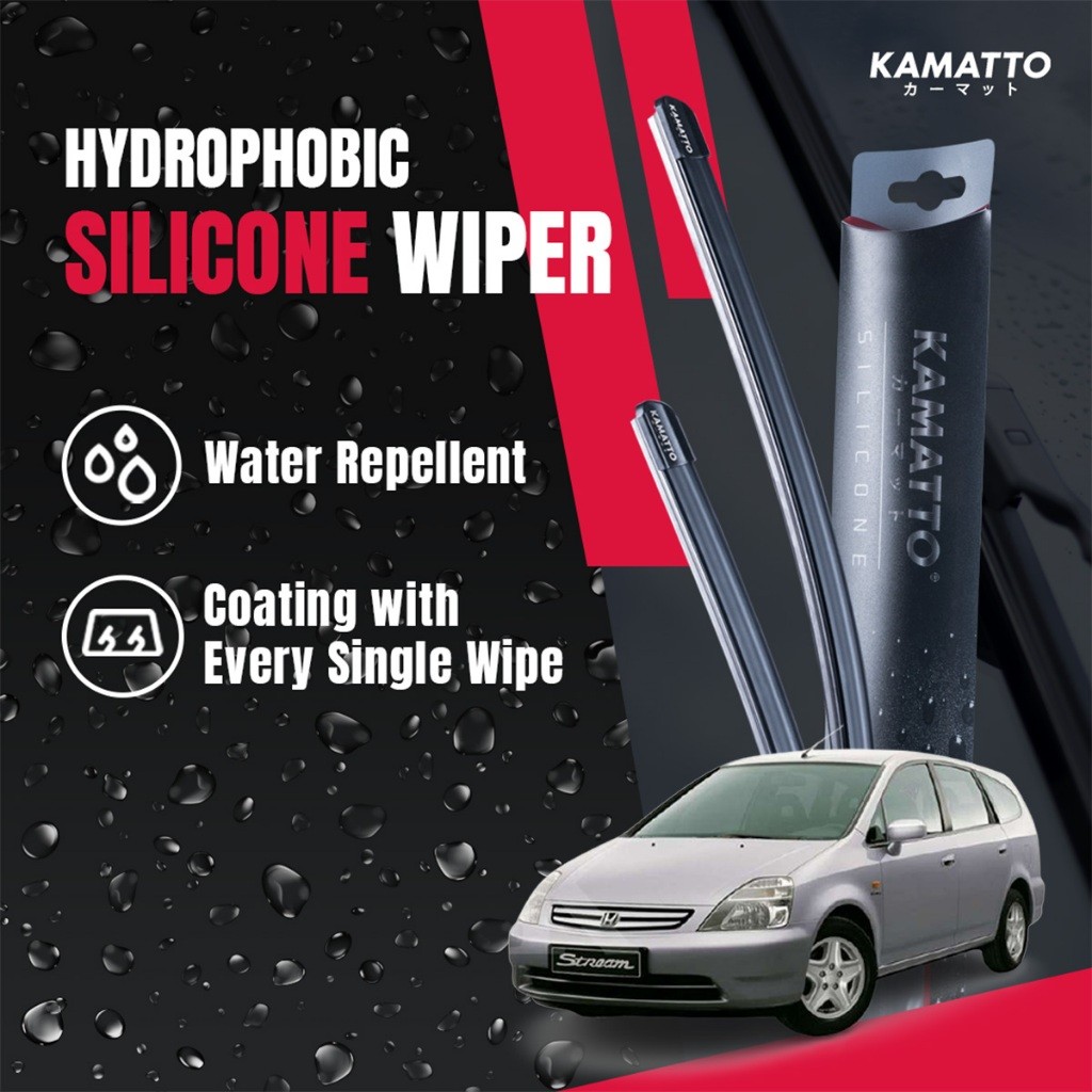 Kamatto Wiper Honda Stream RN1/RN2/RN3/RN4/RN5 (2000-2007) Hydrophobic Silicone Water Repelling Coat