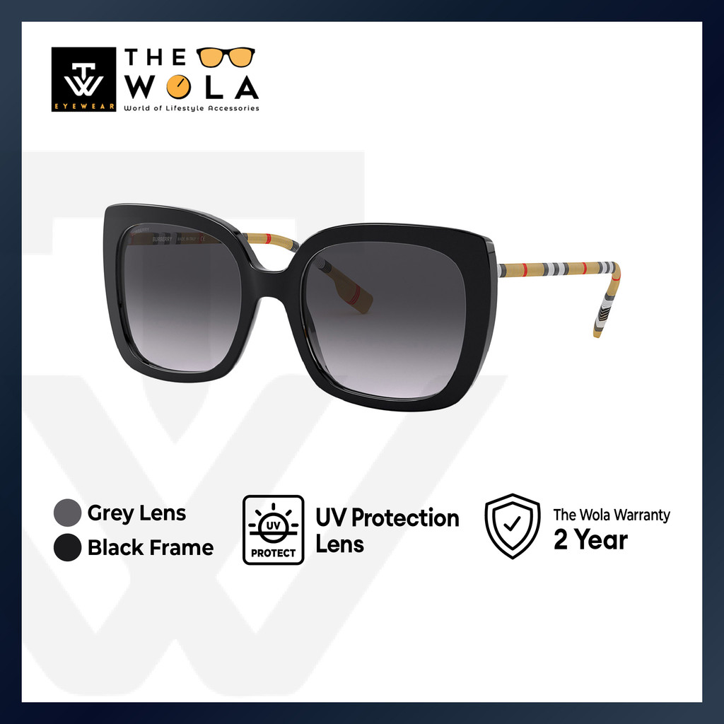 แว่นกันแดดอะซิเตทสีดํากรอบสี่เหลี่ยมสําหรับผู้หญิง - BE4323F