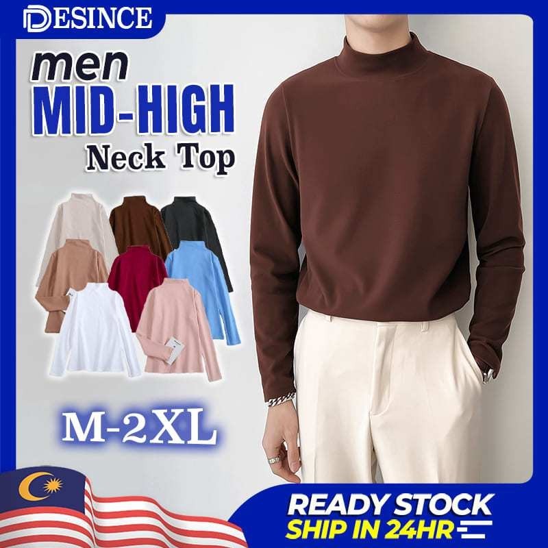 Desince Baju Unisex Woman Man high Collar Tshirt แขนยาว Muslimah ภายในกลางคอด้านบนด้านใน WT 068