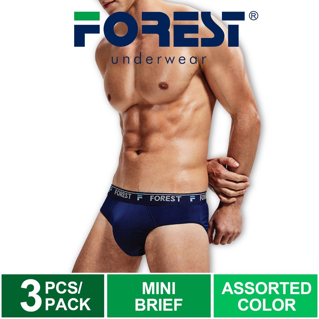 Forest Seluar Dalam Lelaki (3 ชิ้น) Forest Men Brief Microfibre Spandex Men ชุดชั้นในคละสี - FUD0073