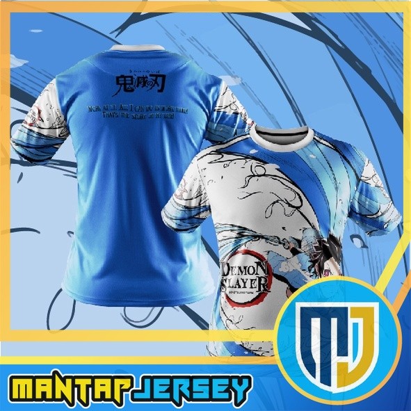 เด็ก / ผู้ใหญ่ MIKA DS3 - BAJU JERSEY TANJ1R0U KAMADO BLUE WAVE DEMON SLAYER คอสเพลย์ AN1M3