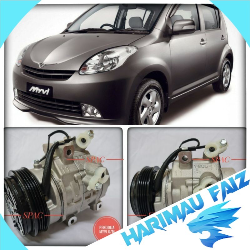 HF AIR COND PERODUA MYVI 2005-2011 1.3 4PK 10S MODIFIER SERIES AIR COND COMPRESSOR (ใหม่) HF