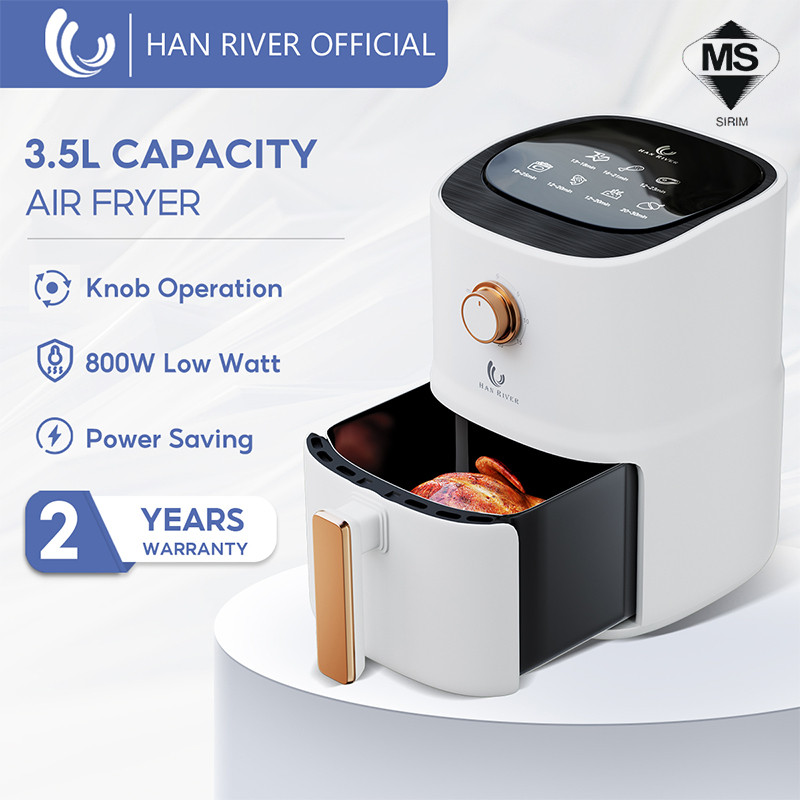 HAN RIVER Air Fryer 3.5L น้ํามันเคลือบไม่ติดฟรีไร้ควันมัลติฟังก์ชั่นทําอาหาร 800W วัตต์ต่ํา