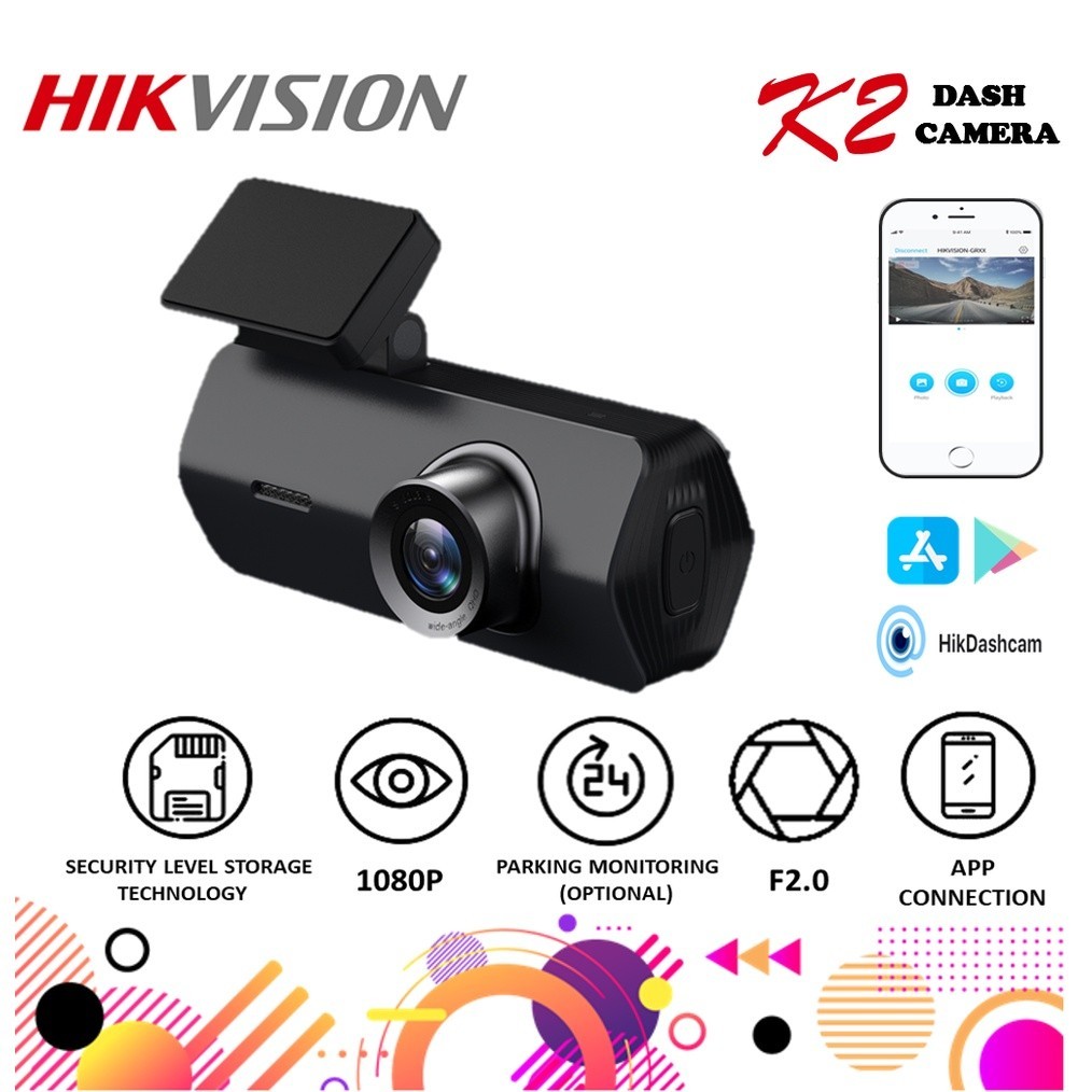 Hikvision K2 กล้องติดรถยนต์ Dash Cam 1080P Full HD I กล้องหน้ามุมกว้าง