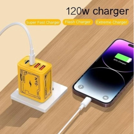 ️‍ 4 พอร์ต 120W Dual PD USB Charger - อะแดปเตอร์ติดผนัง QC 3.0 Fast Charging - Travel EU/US/UK Plugs