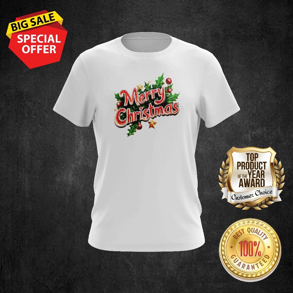 MERRY CHRISTMAS DESIGN 22 TSHIRT คอกลมสําหรับทั้งหมด