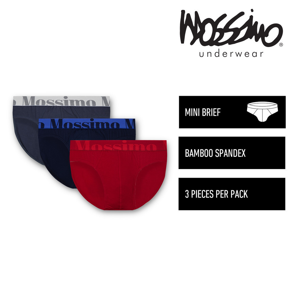 Mossimo Mens Bamboo Spandex Mini Brief ชุดชั้นใน - คละสี (3 ชิ้น) MUD0060M