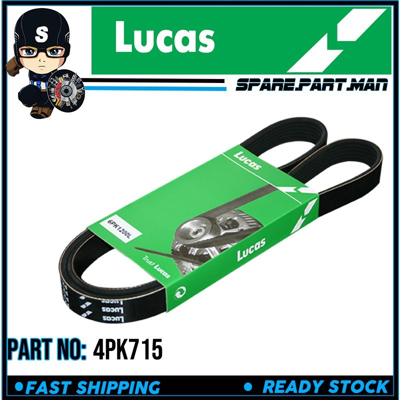 LUCAS FAN BELT 4PK715 สําหรับ PERODUA KELISA KENARI VIVA MYVI 1.0 OLD (สําหรับไดชาร์จ) 4PK 715 9004A
