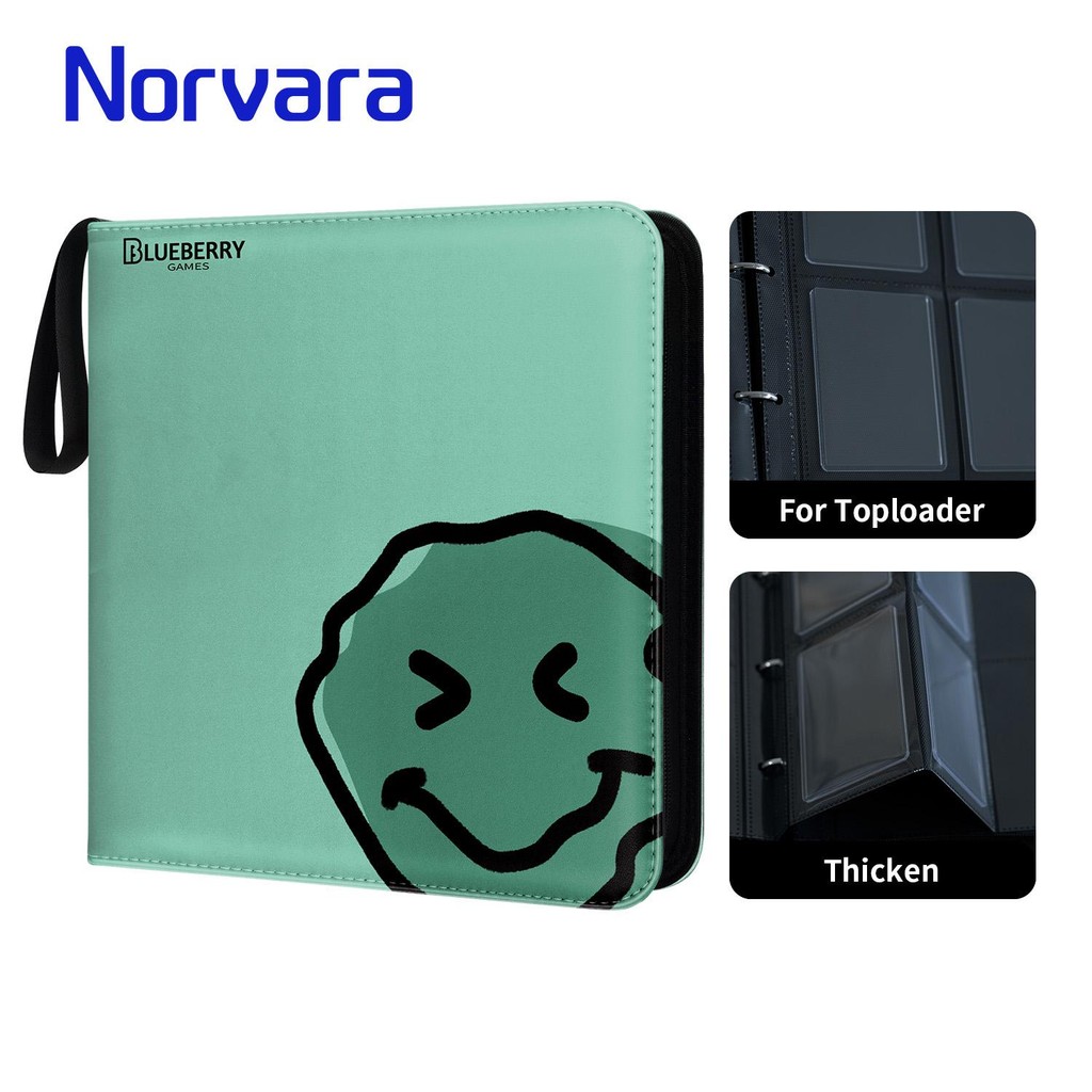 BERYFAM Toploader Binder อัลบั้มสีเขียวอ่อนสีดํา Binder 240 Pocket Trading การ์ด Blueberry Series