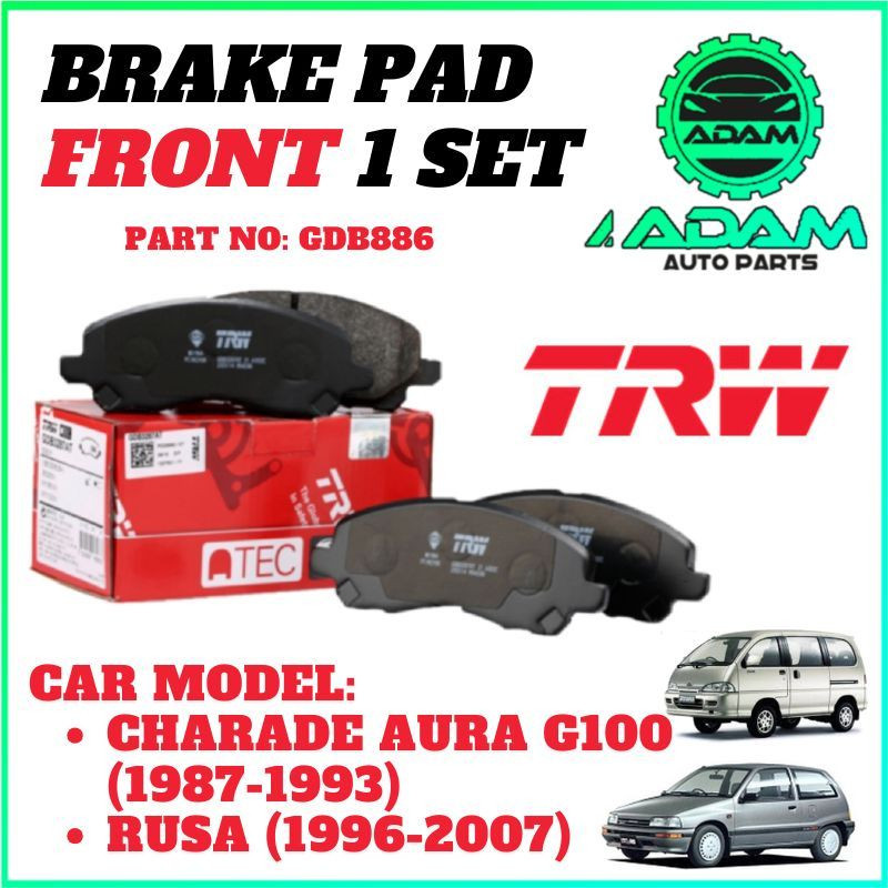 ผ้าเบรคหน้า TRW PERODUA RUSA G100 G101 G102 FR GDB886 Disc Pad