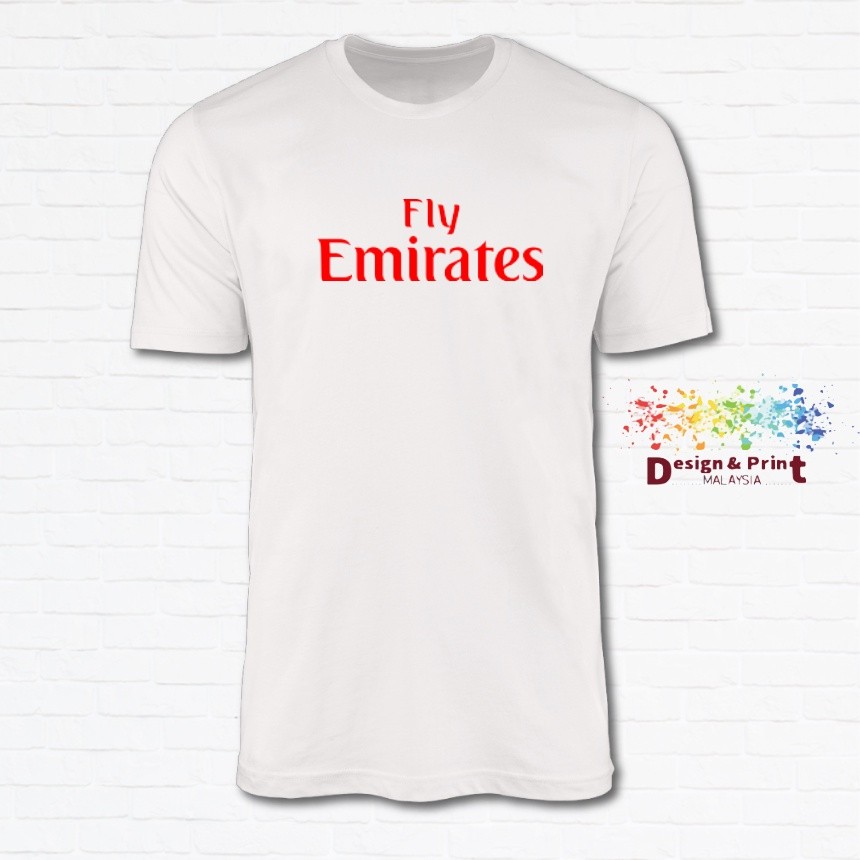 Fly Emirates Logo_เสื้อยืดUnisex Tshirt Baju 100% Cotton XS-XXL