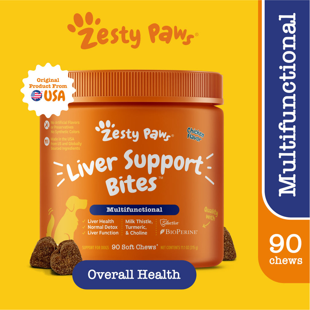 Zesty Paws Liver Support Bites - Chicken Flavor 90 Soft Chews (EXP:06 2026)