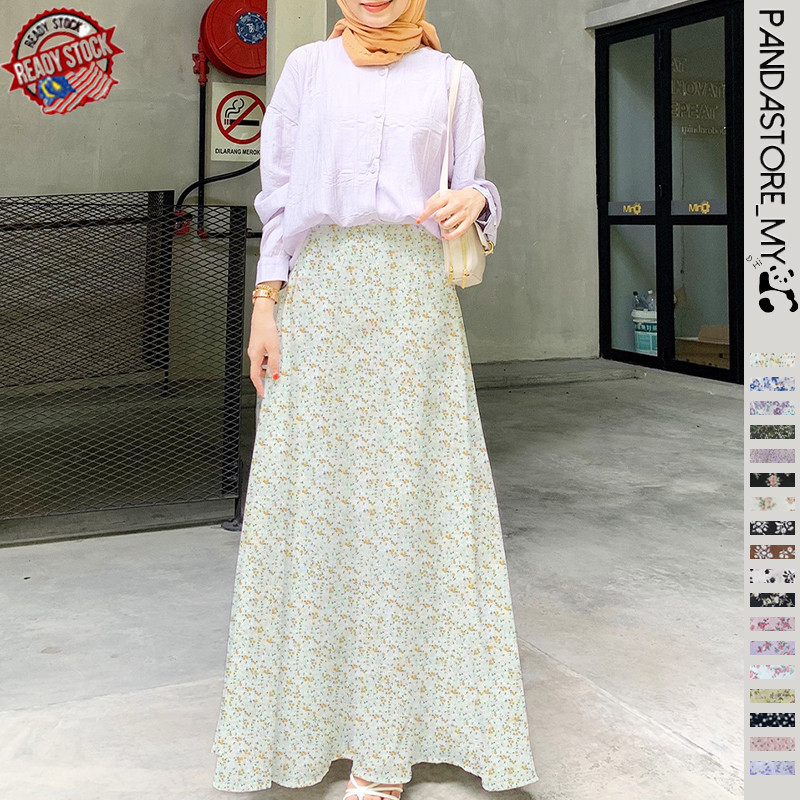 Sakura PATTERN SKIRT ดอกไม้ SKIRT สไตล์เกาหลี SPAN กระโปรง Midi SKIRT กระโปรง A LINE PATTERN