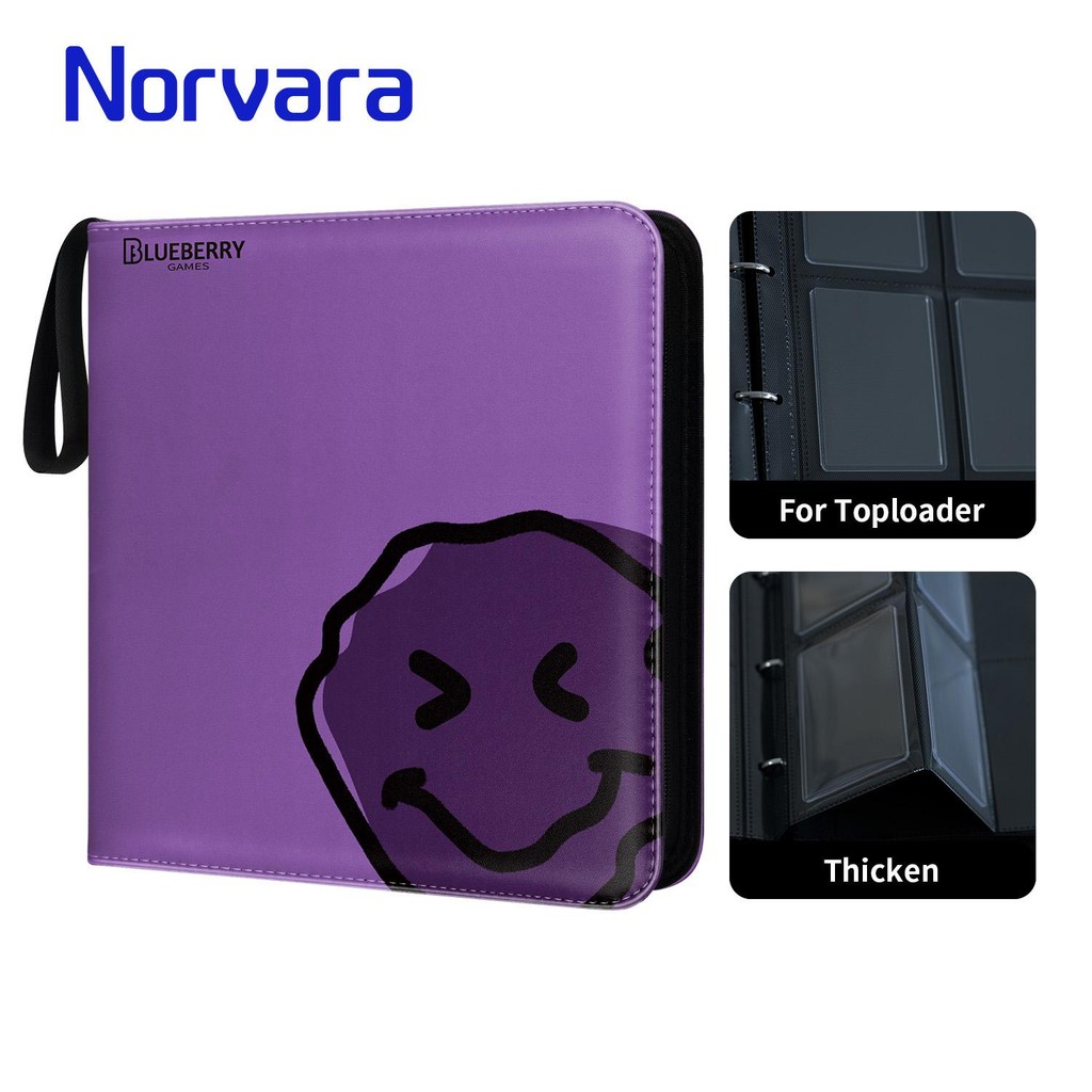BERYFAM Toploader Binder อัลบั้มการ์ดสีม่วงสีดํา Binder 240Pocket สําหรับการ์ดเทรดดิ้ง Blueberry Ser