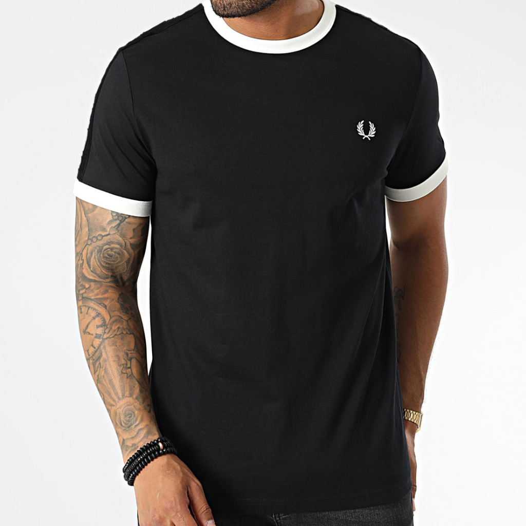 FRED PERRY M1530 FP baju t เสื้อ lelaki Casual ผ้าฝ้ายปักรอบคอแขนสั้นผู้ชาย tshirt