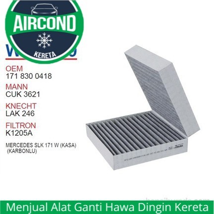 Mercedes R171 SLK200K/280/300 SLK350 SLK55 R172 SLC200 SLC260 SLC300 BRAB Air Cond Cabin Filter 1718