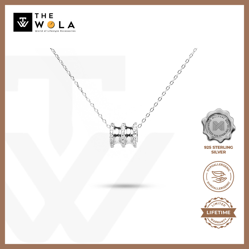 MILANE Made สําหรับ Night Orbit Studded Cubic Zirconia สร้อยคอทองคําขาวเงินแท้ 925