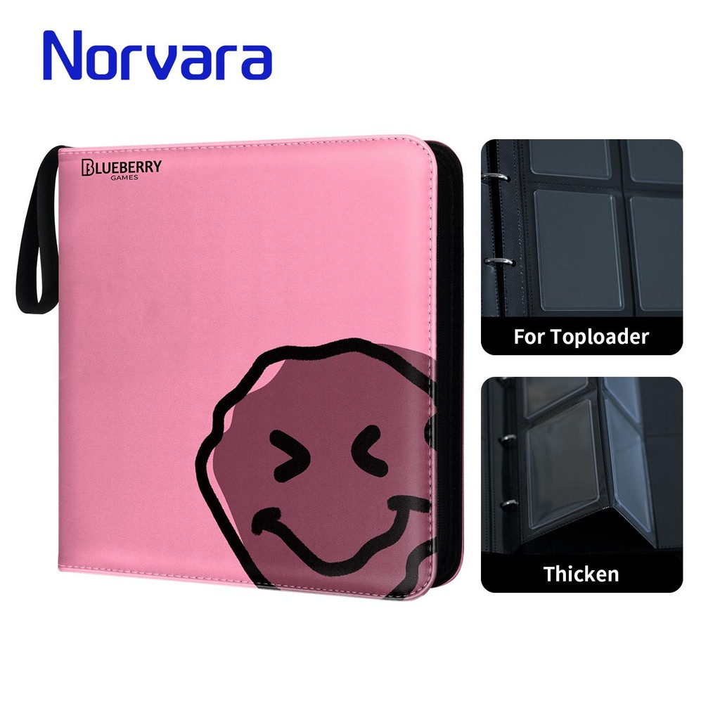 BERYFAM Toploader Binder อัลบั้มสีชมพูสีดํา Binder 240Pocket สําหรับและการ์ดสะสม Blueberry Series
