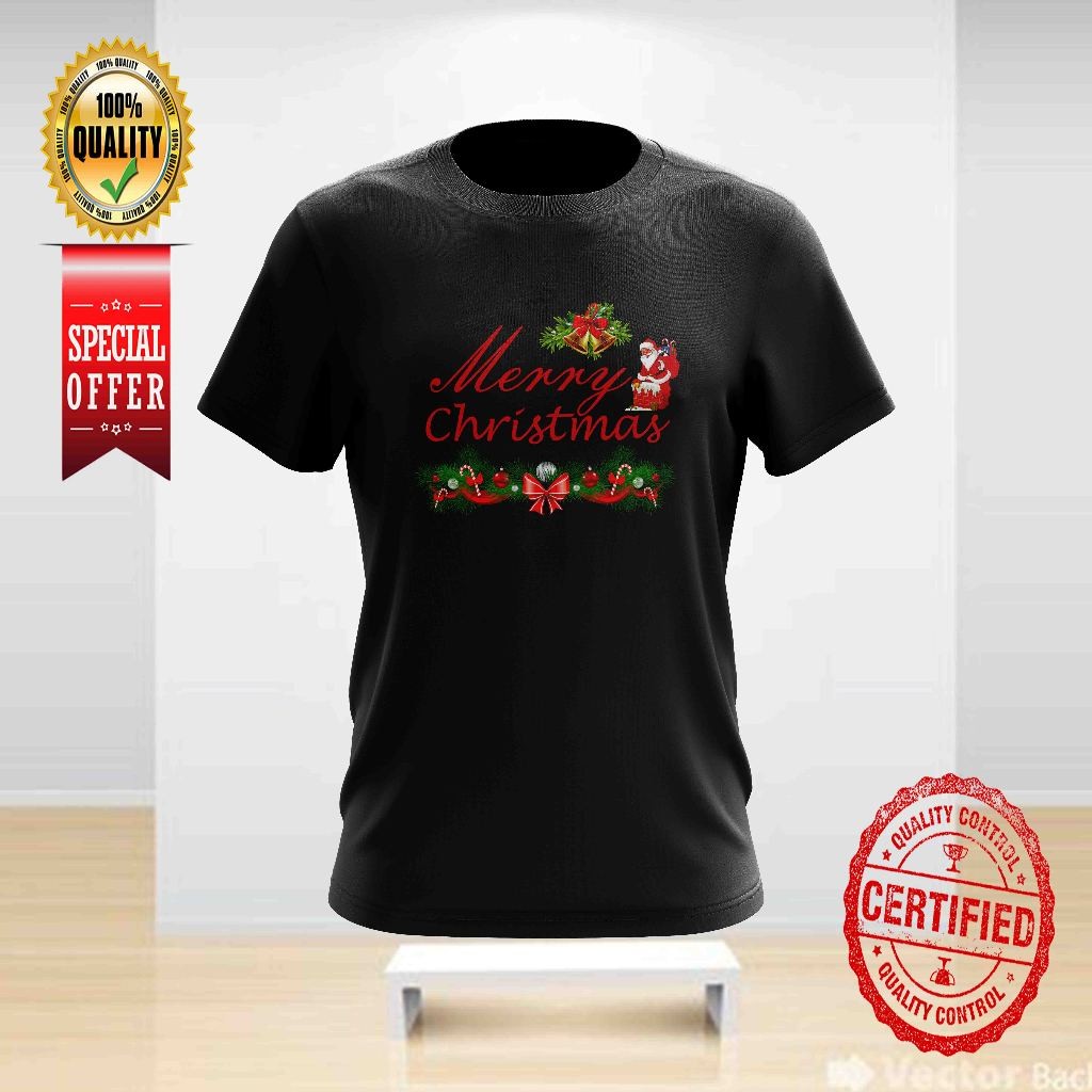 MERRY CHRISTMAS DESIGN 18 TSHIRT คอกลมสําหรับทั้งหมด