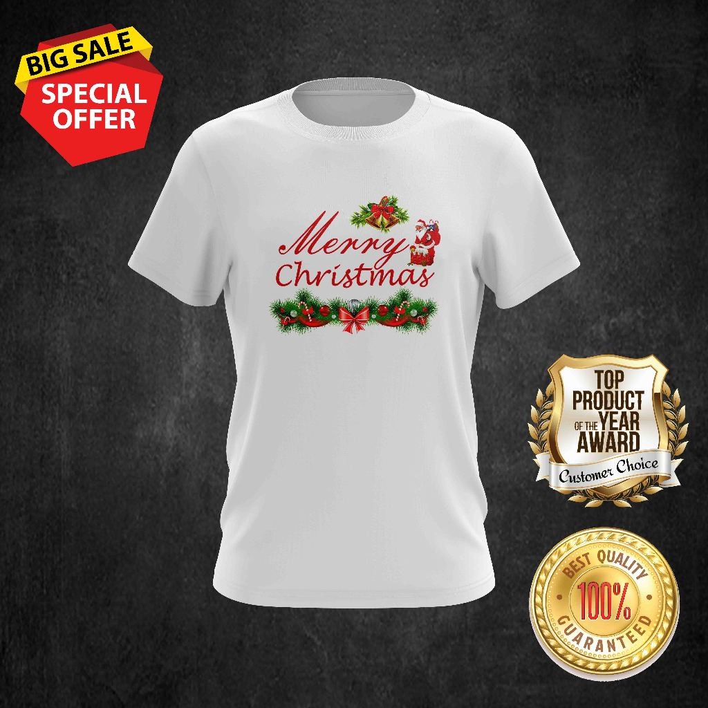 MERRY CHRISTMAS DESIGN 18 TSHIRT คอกลมสําหรับทั้งหมด