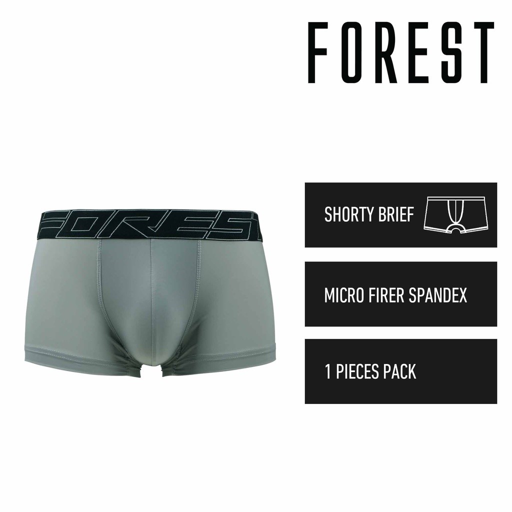 Forest Seluar Dalam Lelaki (1 ชิ้น) Forest Mens Microfibre Spandex Shorty Brief ชุดชั้นในสีที่เลือก 