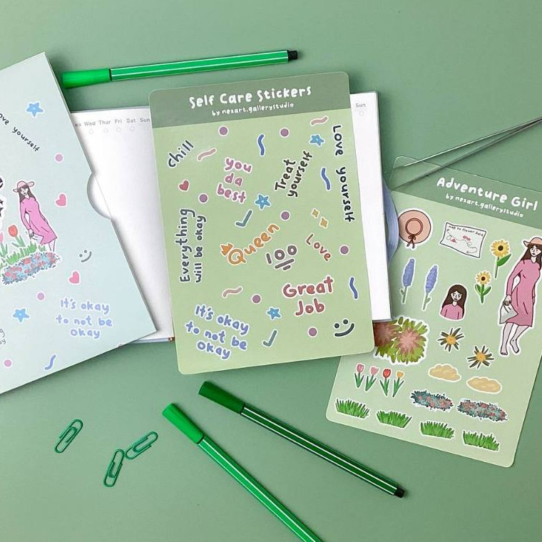 NEZS.ART Adventure Girl Stickers Traveler Girl Stickers for Journal & Travel Scraps