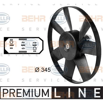 ACM OEM ใหม่ Behr Hella ใหม่ด้วง 1998-2010 มอเตอร์พัดลม BIG Assembly 6X0959455ซี, 6X0959455C, 345MM(