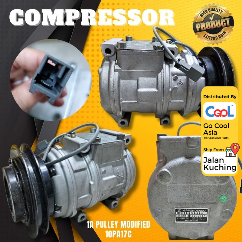 1A PULLEY MODIFIED 10PA17C AIRCOND COMMPRESSOR สําหรับ TOYOTA HILUX 6ND-GEN-(1997–2005) SR TURBO LN1