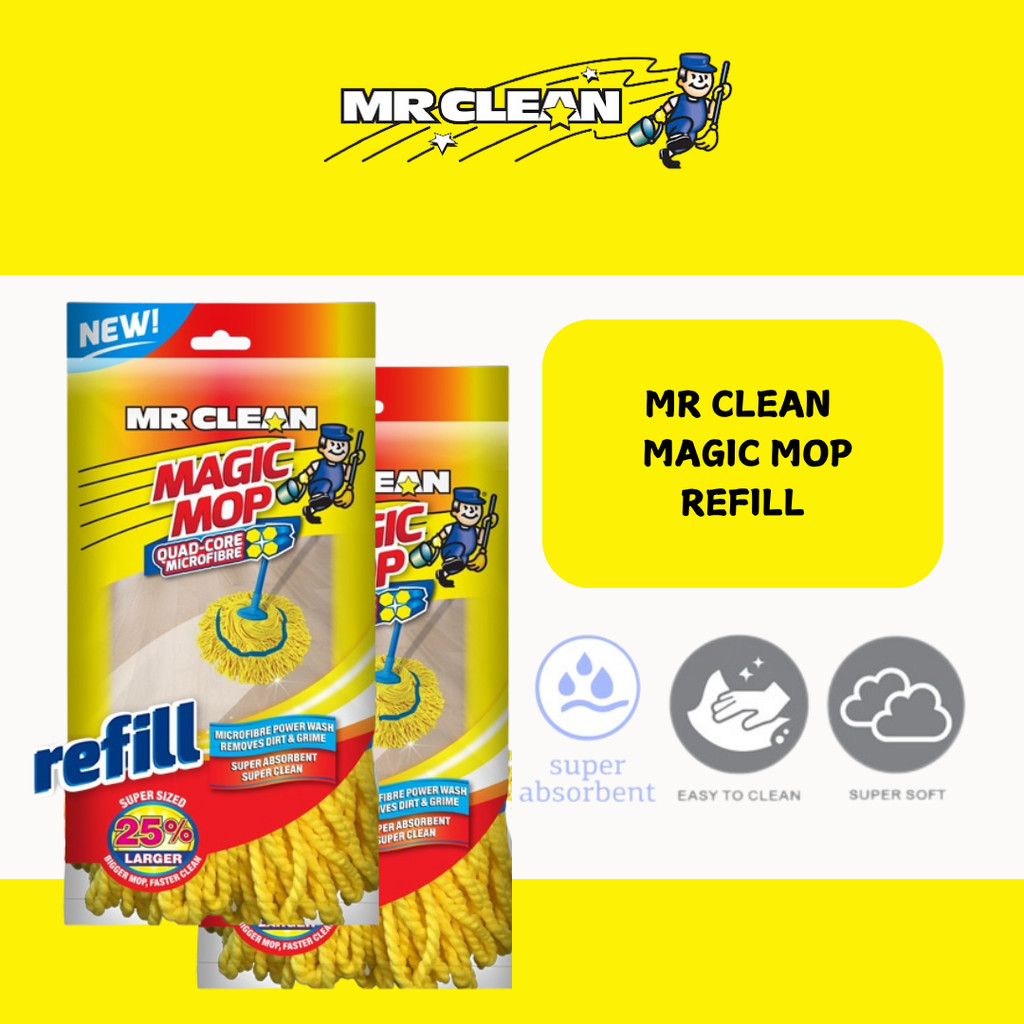 [BUNDLE] MR CLEAN MICROFIBRE MAGIC MOP รีฟิล x 2