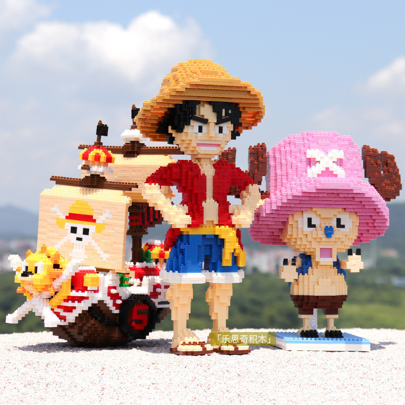 บล็อกตัวต่อ/ขนาดใหญ่ One Piece Luffy ใช้งานร่วมกับ Lego Building Blocks ประกอบของเล่นผู้ใหญ่ความยากส