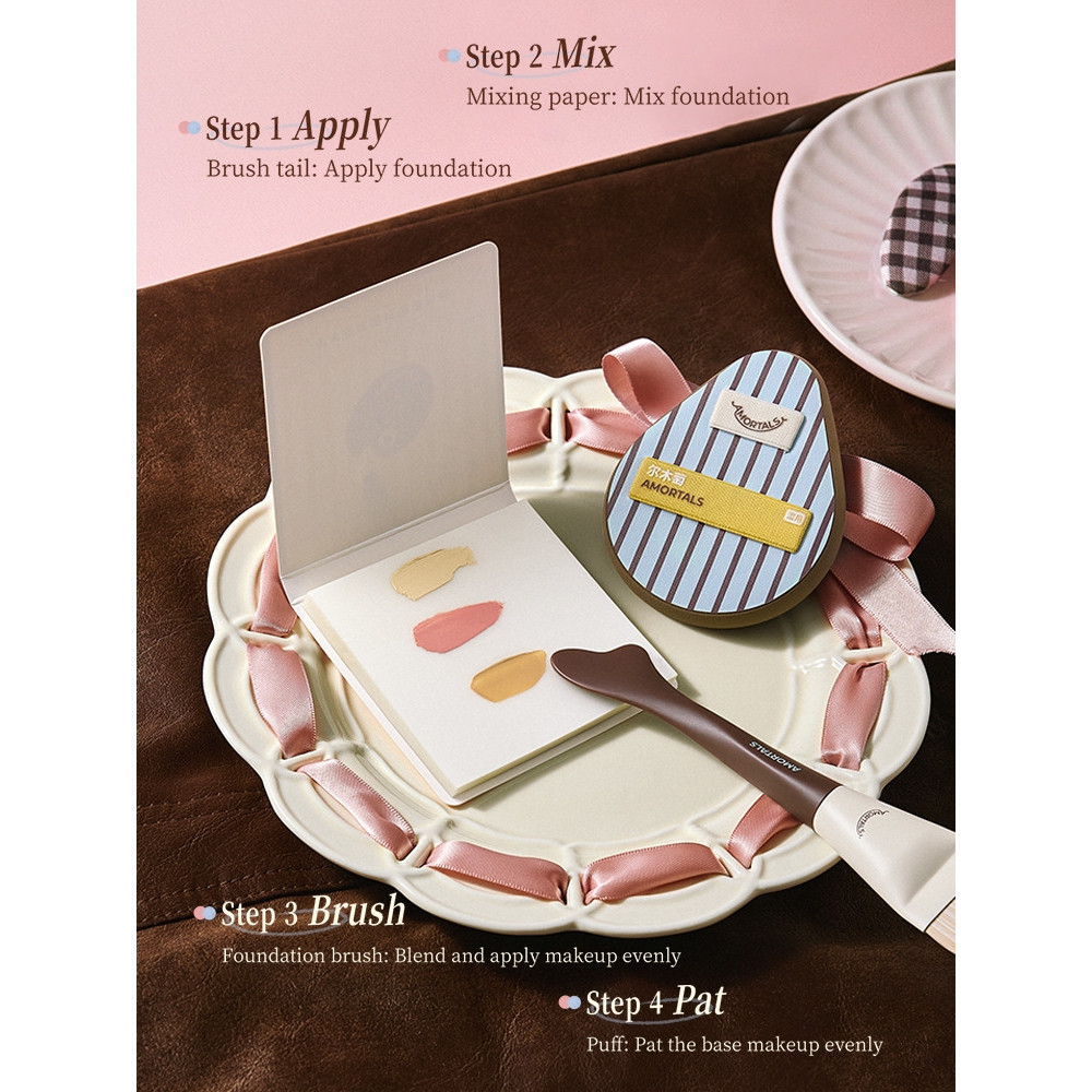 AMORTALS OK Foundation Tool Set Brush Puff Palette - Set Alat Asas Solek Berus Puff Palet 尔木工具套盒
