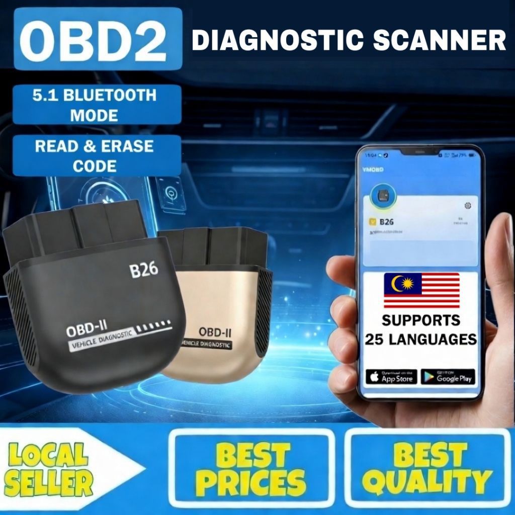 OBD2 เครื่องสแกนเนอร์รถยนต์บลูทูธ 5.1 เครื่องมือวินิจฉัยรถยนต์ OBD II เครื่องสแกนเนอร์รหัสเครื่องสแก