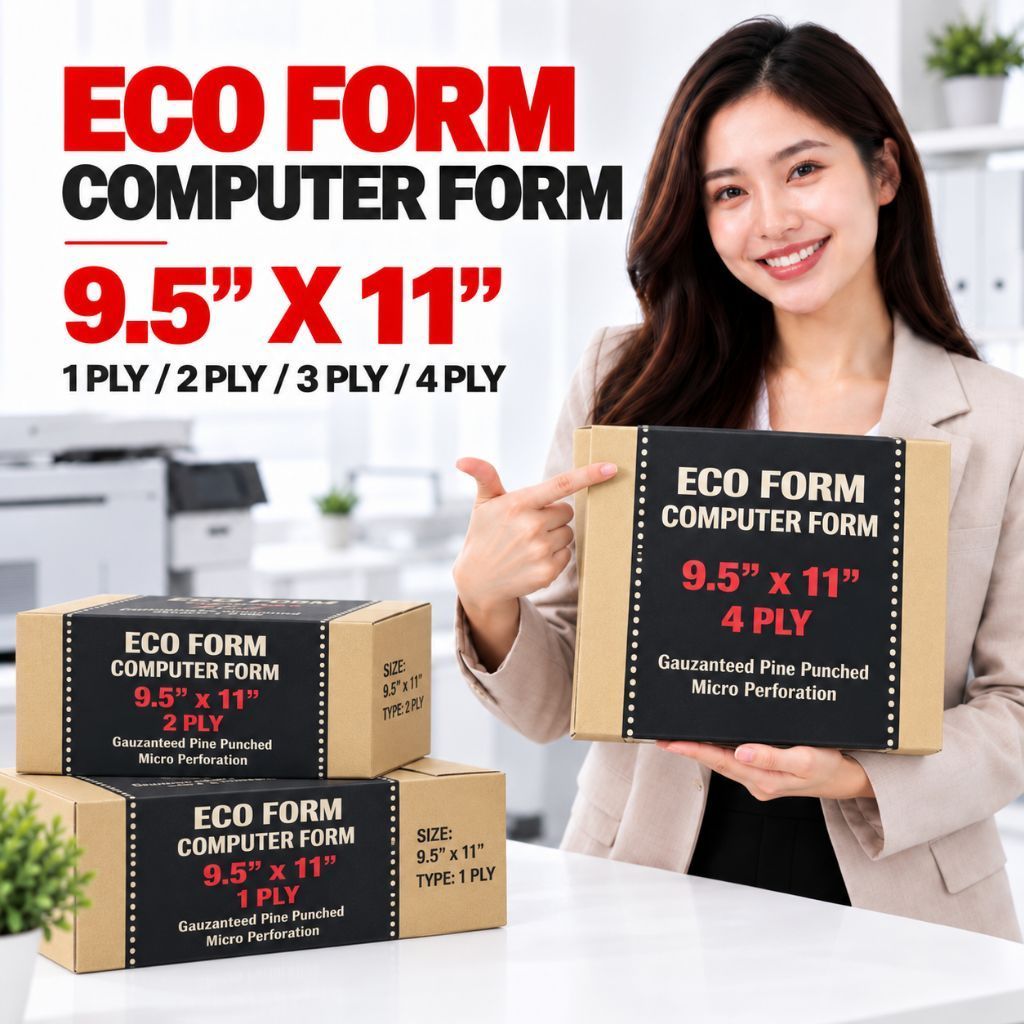 คอมพิวเตอร์ FORM 9.5 X 11 1PLY/ 2PLY/ 3PLY /4PLY/ 1PLY 2UP/ 2PLY 2UP/ 3PLY WHITE/PINK/YELLOW/(ECO FO