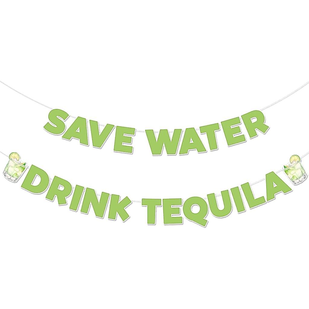 Sursurprise ประหยัดน้ําเครื่องดื่ม Tequila แบนเนอร์, Tacos และ Tequila Theme Sign สําหรับ Cinco De M