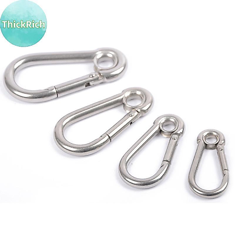 ThickRich M4 M5 M6 M7 M8 สแตนเลส Carabiner Carbine Snap Hook พร้อมตาไก่สปริง Bule Key แหวน MY