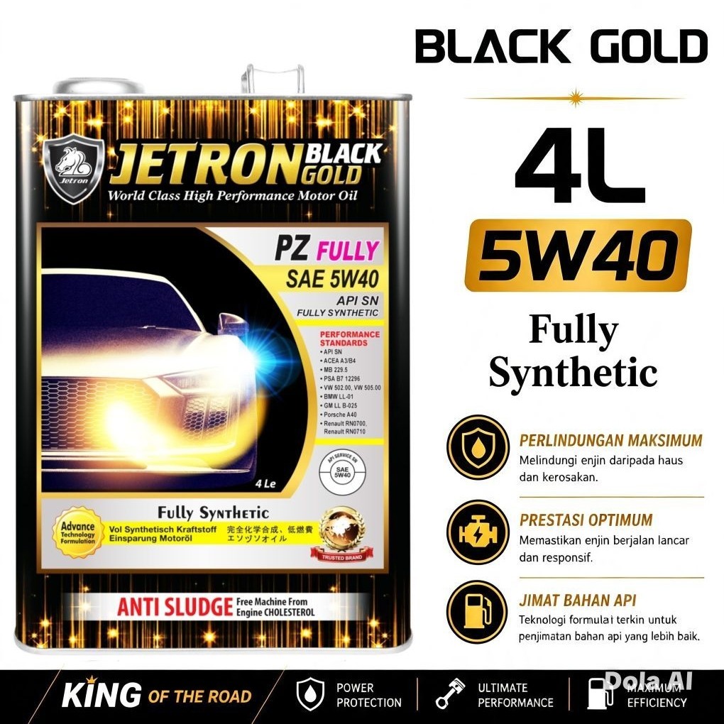C1-G Kereta, JETRON BG 4L (Tin),0W20,5W20,5W30,5W40, 10W30,10W40,15W50 สังเคราะห์แท้. แผ่นปิดท้ายรถย
