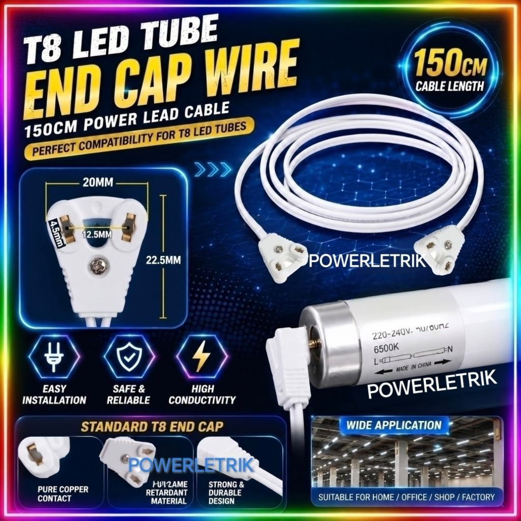 ลวด COPPER 150CM(+-) LENGTH T8 LED END CAP WIRE – SUITABLE FOR REPLACEMENT T8 LED SIGN BOARD / LIGHT