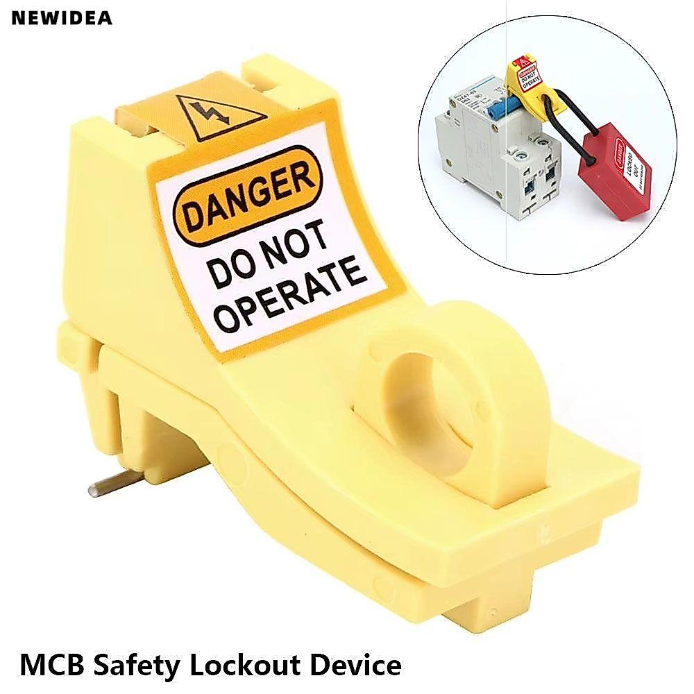 NEWIDEA 1 ชิ้น Circuit Breaker Lockout อุปกรณ์, ไนลอนสีเหลือง MCB Safety Lockout อุปกรณ์, การออกแบบเ