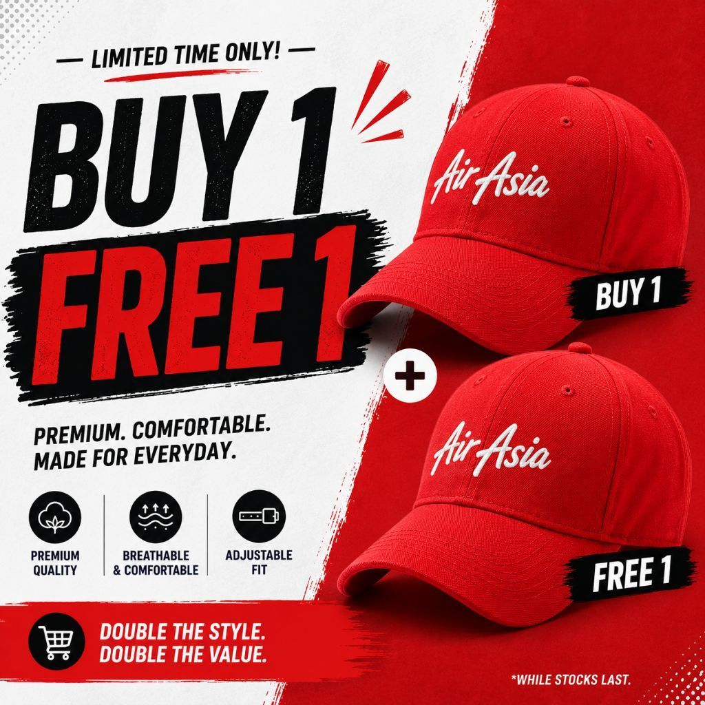 หมวกเบสบอล AirAsia Red (ซื้อ 1 ฟรี 1)