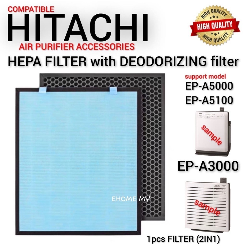 [EHOME MY] HEPA FILTER พร้อม DEODORIZING Hitachi อุปกรณ์เสริมเครื่องฟอกอากาศ EP-A3000 EP-A5000 EP-A5