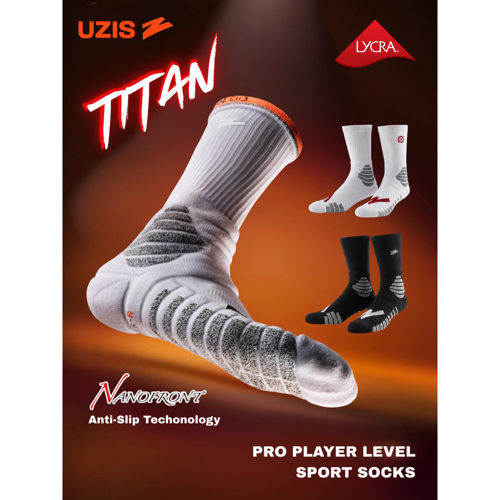 UZIS PRO Player Level Basketball Socks ถุงเท้ากีฬา Stokin Panjang Bola Keranjang - TITAN