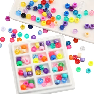 [9x6มม.] 95ชิ้นผสมสีบาร์เรลลูกปัด มาการอง สีชุดบาร์เรลลูกปัดสีทึบ/โปร่งใส/มีน้ําค้างแข็งบาร์เรลลูกปัดทรงกระบอกสั้น ทําเอง เครื่องประดับทําด้วยมืออุปกรณ์