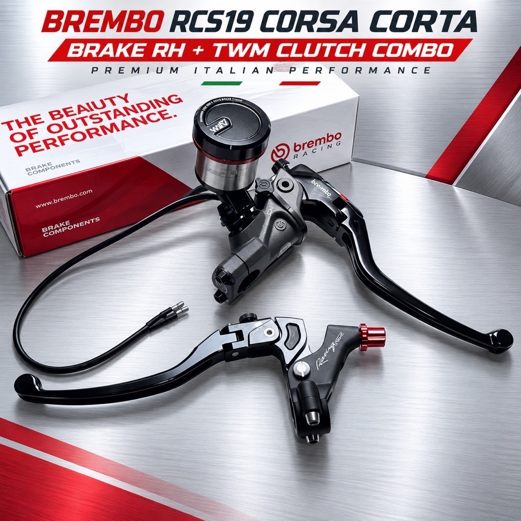 Brembo RCS19 Corsa Corta Master Pump combo TWM มือคลัตช์พับและแม่ปั๊มเบรค 19RCS